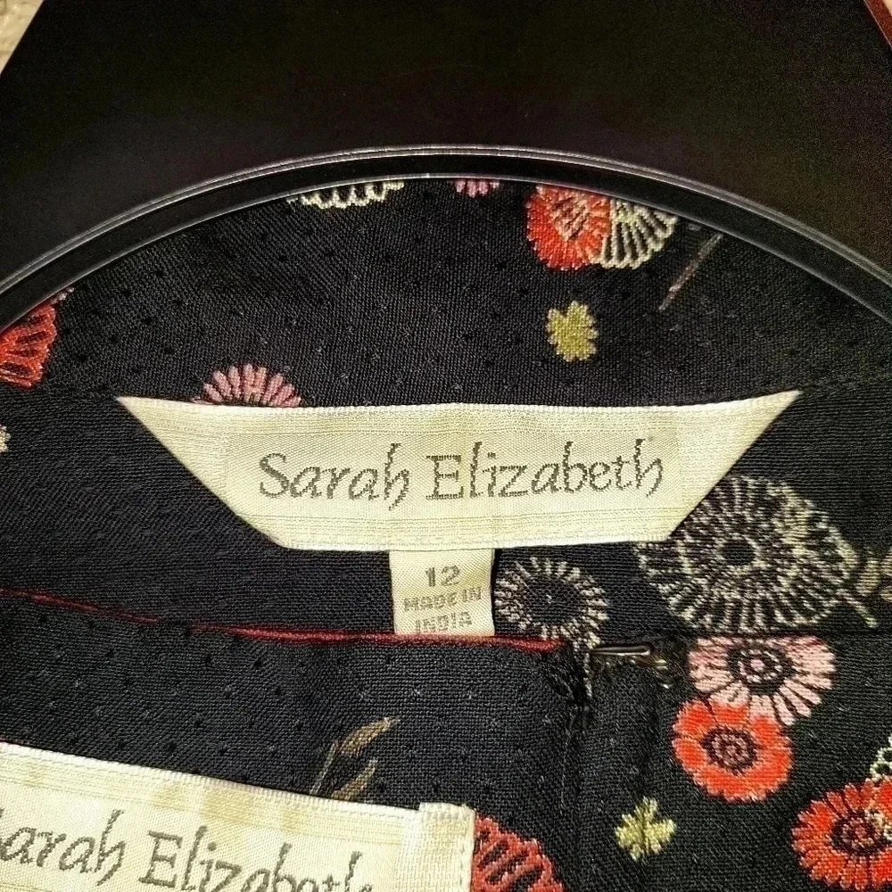 NWT Vintage Sarah Elizabeth 2 pc Black & Red Dress and Jacket Size 12 - Picture 9 of 10